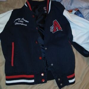 Black Varsity Jacket with Red and White Accents